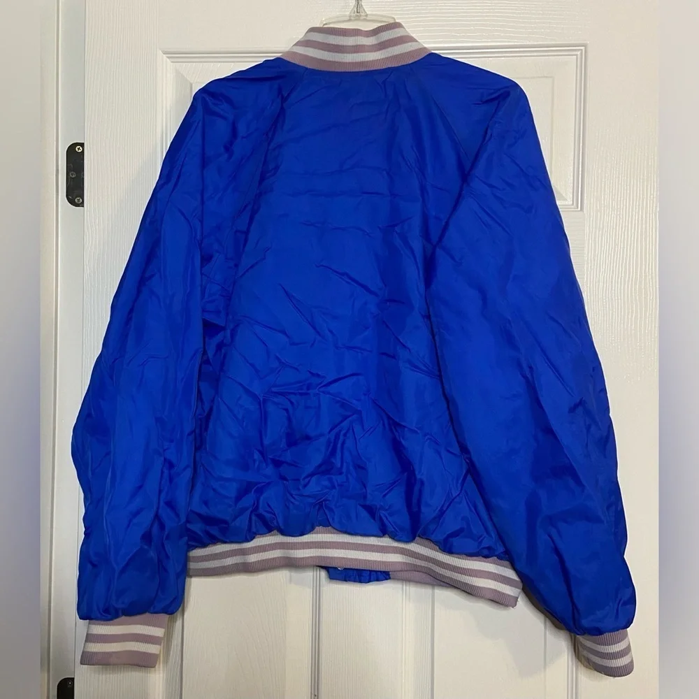 Vintage Action Jacket Size Large Blue Button Snap Front Varsity